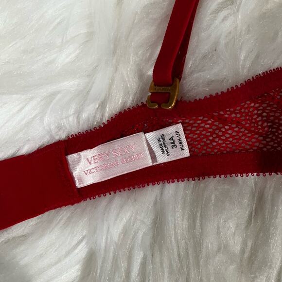 NEW Victoria’s Secret Very Sexy Floral Lace Pink Coral Padded Push Up Bra 34A - Picture 10 of 14